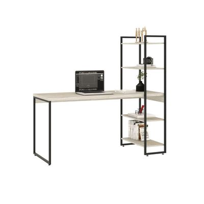 Mesa C/estante Alta 150x64x147cm C/04 Prateleiras Snow / Est.preta
