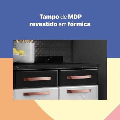 Balcão Gabinete Cozinha Aço Telasul Mirage New C/tampo