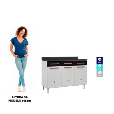 Balcão Gabinete Cozinha Aço Telasul Mirage New C/tampo