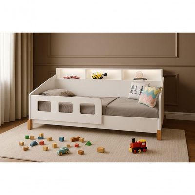Cama Infantil Mavi Com Estrutura Baixa E Proteção Lateral