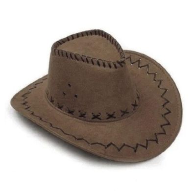 Chapéu De Cowboy Unissex Estilo Camurça Com Abam Custura Externa Robustica Cor:terra