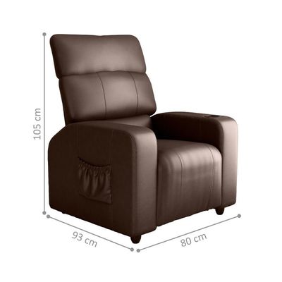 Poltrona Reclinável Para Sala Hull Sintetico Marrom