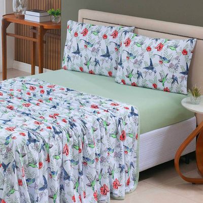 Jogo de Cama Lençol Sonho Bom King em Malha 4 Peças - Verde - 100% Algodão