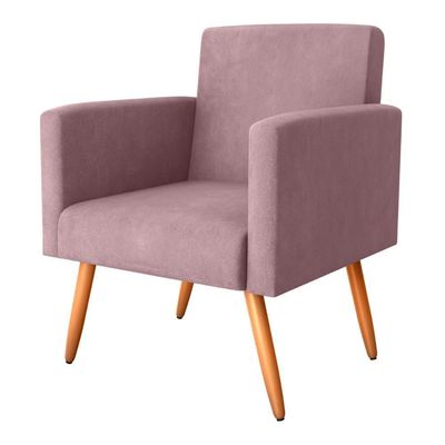 Poltrona Para Decoração Sara Veludo Turkey Rosa