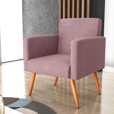 Poltrona Para Decoração Sara Veludo Turkey Rosa