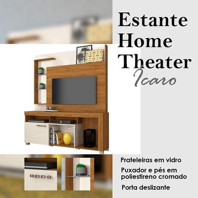 Estante Home Theater ícaro Naturale Off White – Madetec