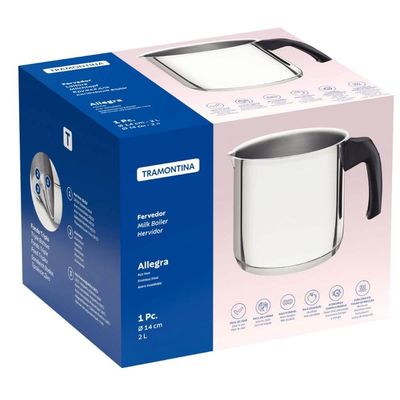 Fervedor 14cm 2L Leiteira Allegra Aço inox Fundo Triplo Tramontina Cabo Baquelite