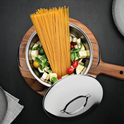Jogo de 2 Panelas Tramontina Allegra Aço Inox Fundo Triplo Tampas Inox