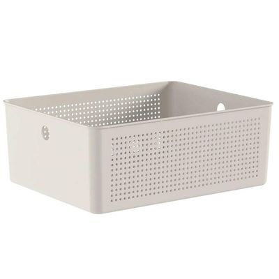Cesto Organizador Multiuso Bege Flow 34x27x13cm Ou 12L Lavanderia Closet Banheiro