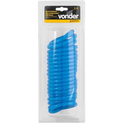 Mangueira/tubo poliuretano azul espiral conector 1/4" NPT macho 6,5 mm x 10,00 mm com 5m VONDER