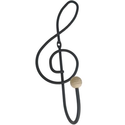 Gancho Cabideiro de Aço Preto Cifra Música 28cm Suporte de Parede Pendurar Roupa Bolsas