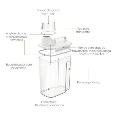 Dispenser Medidor New Retro 3,9l Porta Sabão Amaciante Organizador Lavanderia Área de serviço Coza