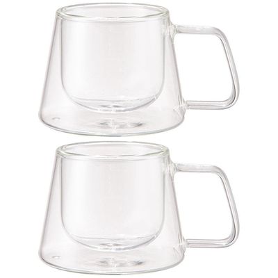 Conjunto com 2 Xícaras para Café Wolff Parede Dupla 180 ml Transparente