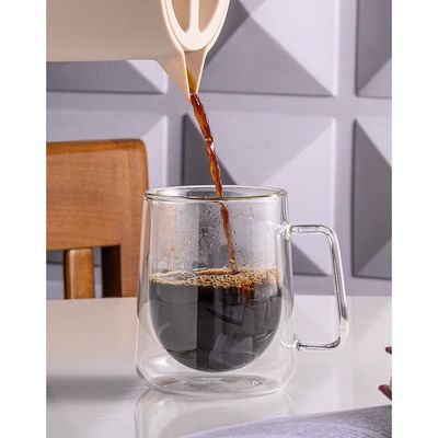 Conjunto com 2 Xícaras para Café Wolff Parede Dupla 180 ml Transparente