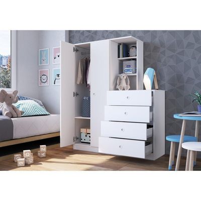Guarda-roupas Infantil 2 Portas E 4 Gavetas Cr35094 Branco