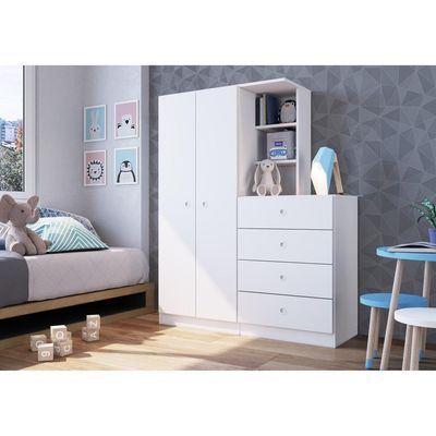 Guarda-roupas Infantil 2 Portas E 4 Gavetas Cr35094 Branco