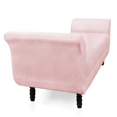 Recamier Olinda Suede 160 Cm Pés Torneados Castanhos - D'rossi Cor Rosa Bebê