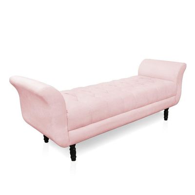 Recamier Olinda Suede 160 Cm Pés Torneados Castanhos - D'rossi Cor Rosa Bebê