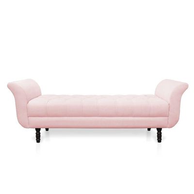Recamier Olinda Suede 160 Cm Pés Torneados Castanhos - D'rossi Cor Rosa Bebê