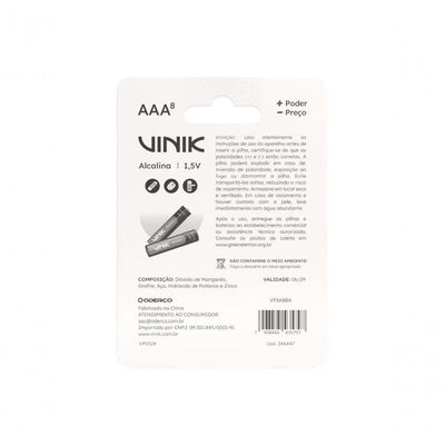 Pilha Alcalina Aaa C-8 1.5v - Vp3ab8a