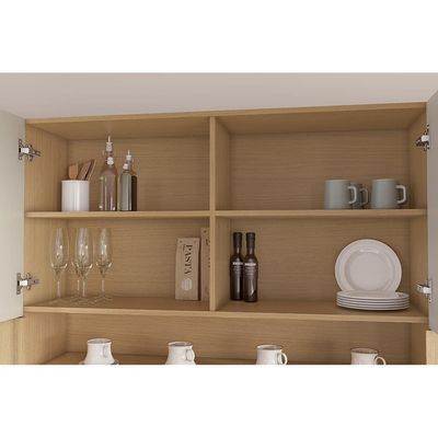 Armário Aéreo Nesher Simone Mendes em MDF 15mm com 2 Portas e 2 Prateleiras 120cm de Largura Castanho com Branco