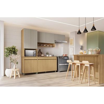 Armário Aéreo Nesher Simone Mendes em MDF 15mm com 2 Portas e 2 Prateleiras 120cm de Largura Castanho com Branco