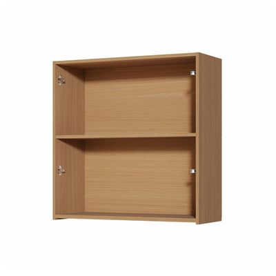 Armário Aéreo Nesher Simone Mendes em MDF 15mm com 2 Portas e 1 Prateleiras 80cm de Largura Castanho com Branco