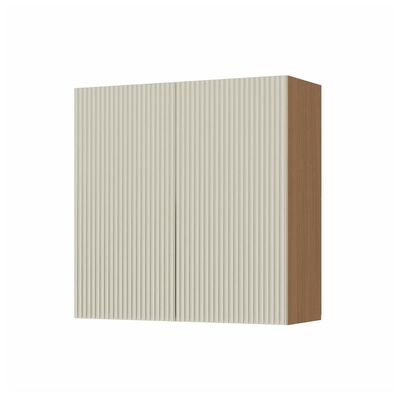 Armário Aéreo Nesher Simone Mendes em MDF 15mm com 2 Portas e 1 Prateleiras 80cm de Largura Castanho com Branco