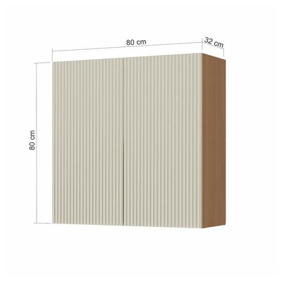 Armário Aéreo Nesher Simone Mendes em MDF 15mm com 2 Portas e 1 Prateleiras 80cm de Largura Castanho com Branco
