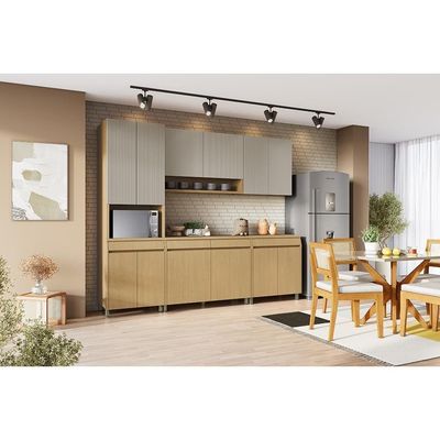 Armário Aéreo Nesher Simone Mendes em MDF 15mm com 2 Portas e 1 Prateleiras 80cm de Largura Castanho com Branco