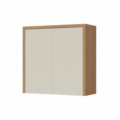 Armário Aéreo Nesher Condessa em MDF 15mm com 2 Portas e 1 Prateleira 80cm de Largura Castanho com Branco