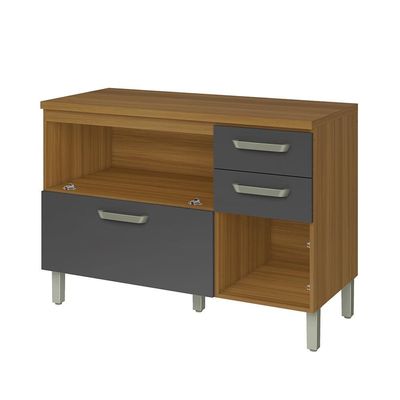 Balcão Nesher Princesa com 2 Portas, 3 Gavetas e 1 Prateleira 120cm de Largura Freijo e Grafite