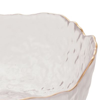 Bowl de Cristal Wolff Taj Martelado com Borda Dourada  8x17cm Transparente