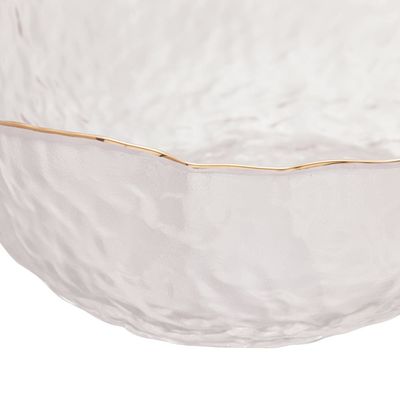 Bowl de Cristal Wolff Taj Martelado com Borda Dourada  8x17cm Transparente