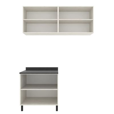 Cozinha Modulada Bartira Rubi Gourmet com 6 Portas, 3 Prateleiras e 160 cm de Largura Preto com Bege