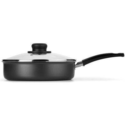 Frigideira Alta Multiflon em Alumínio com Revestimento Antiaderente e Tampa de Vidro com Saída de Vapor 22 cm Grafite