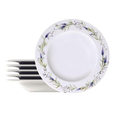 Jogo 6 Pratos Fundos 23cm Tramontina Lilla Porcelana Decorada Sopas Caldos Mesa Posta