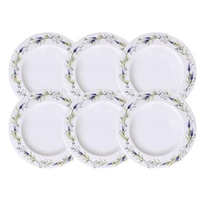 Jogo 6 Pratos Fundos 23cm Tramontina Lilla Porcelana Decorada Sopas Caldos Mesa Posta