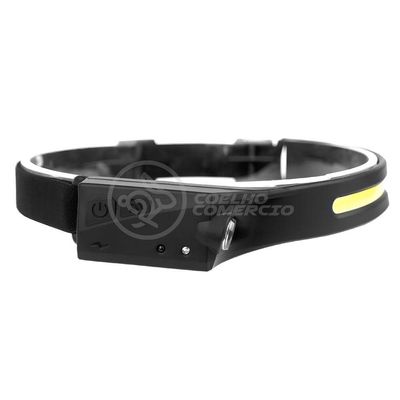 Lanterna De Cabeça Led Recarregável Lt-391 Ajustável Com Sensor De Movimento Liga Desliga - Preto