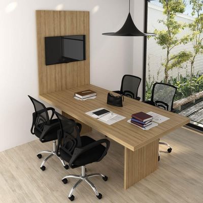Painel Para Escritório 100x136cm Tv Até 37'' Pa2916 Amêndoa