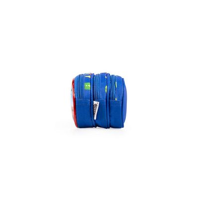 Estojo Escolar Infantil Masculino 3 Compartimentos Mario Bross Premium Azul U / Azul