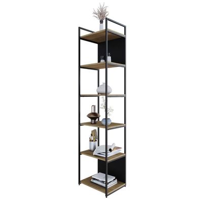 Estante Alta C/06 Prateleiras 185x45x33cm C/fundo Yon Vermont Oak/est.preta Vermont Oak/est.preta