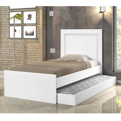 Cama Luara Solteiro 0,88cm Branco C- Azul E Branco C-rosa Auxiliar Branco - Cambel