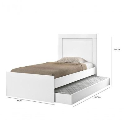 Cama Luara Solteiro 0,88cm Branco C- Azul E Branco C-rosa Auxiliar Branco - Cambel