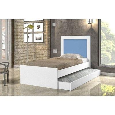 Cama Luara Solteiro 0,88cm Branco C- Azul E Branco C-rosa Auxiliar Branco - Cambel