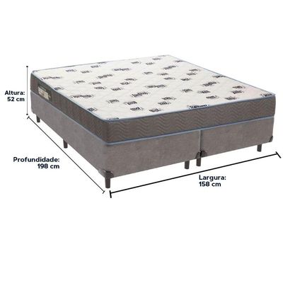 Cama Box Cinza E Colchão Light Espuma D33 Queen Ortobom