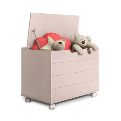 Bau Caixa De Brinquedos Toys Com Tampa E Rodizios Rose