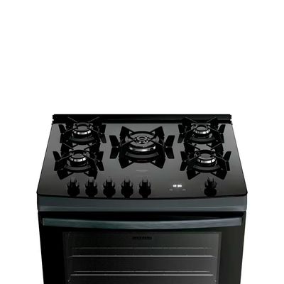 Fogão 5 Bocas Dako Supreme Timer Glass com Mesa de Vidro e Painel Touch Titanium / Bivolt