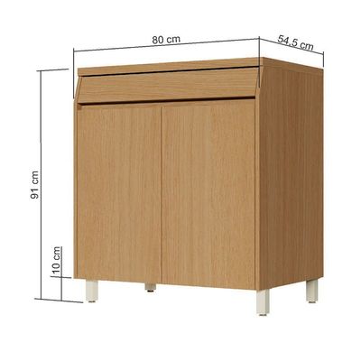 Balcão Nesher Simone Mendes com 2 Portas, 1 Gaveta e 1 Prateleira 80cm de Largura Castanho