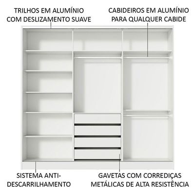 Guarda-roupa Casal  Madesa Nantes 3 Portas De Correr